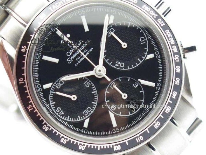 0228 Cozy Speedmaster Racing 40mm SS Black Dial On SS Bracelet A7750 ( Free Rubber Strap ) 8252